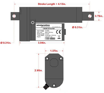 Linear Actuator 12-Volt 225lbs with Power Supply and Mounting Brackets + Up Down DPDT Switch