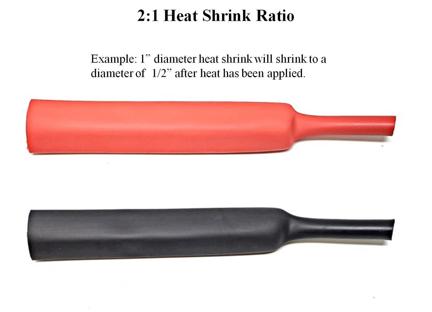 Black and Red 2:1 Polyolefin Heat Shrink Tube Tubing - Various Inner Diameter Options Available