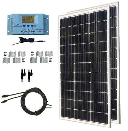 100-Watt Monocrystalline Solar Panel Kits with P30L LCD Solar Charge Controller